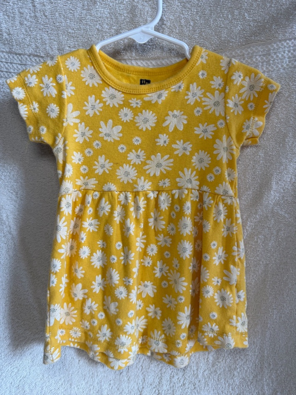 Kids' Yellow Daisy Knit Dress with Short Sleeves